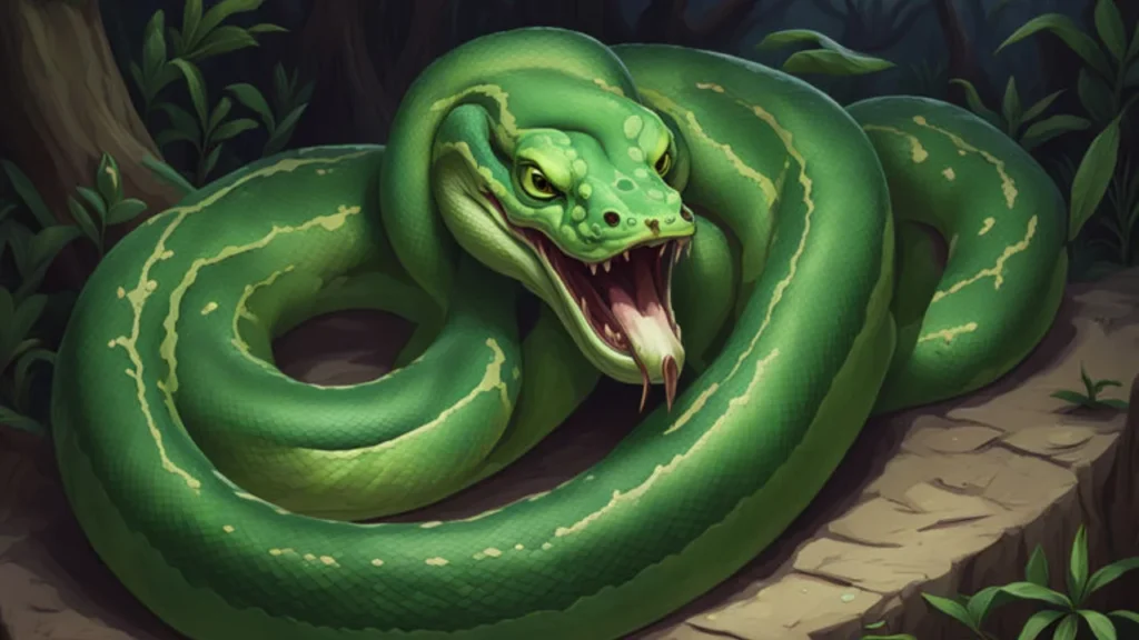 green snake coiled on your body